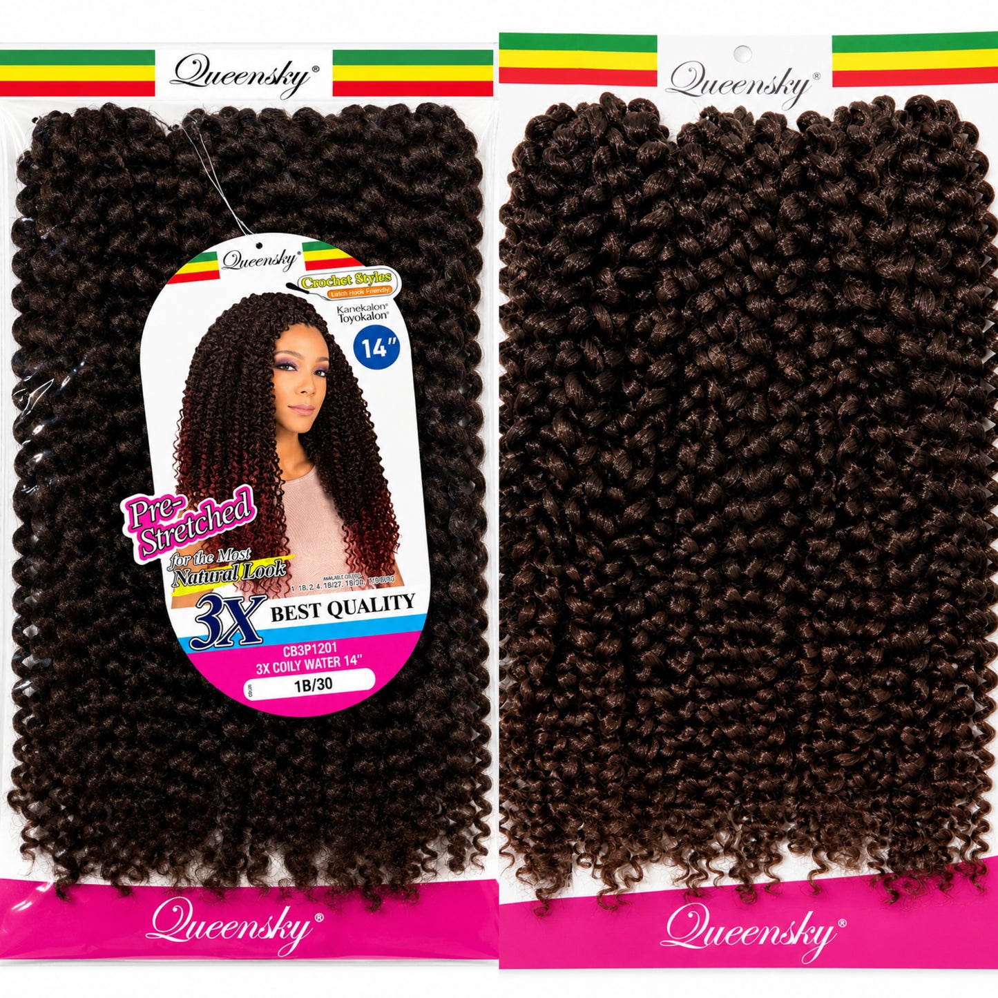 Coily Water Crochet Hair Extension – 14” #1B/30