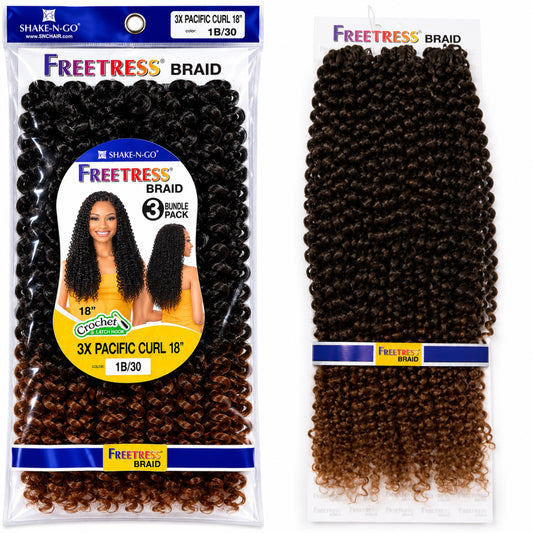3X Pacific Curl Crochet Hair Extension – 18” Colour#1B/30