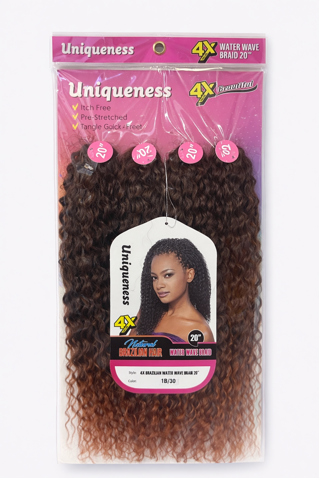 4X Water Wave Hair Extension - 20" Colour 1B/30
