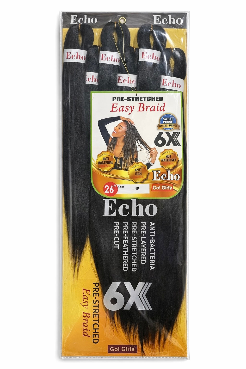 Pre-Stretched Easy Braid - 6X 26 " - Colour 1B