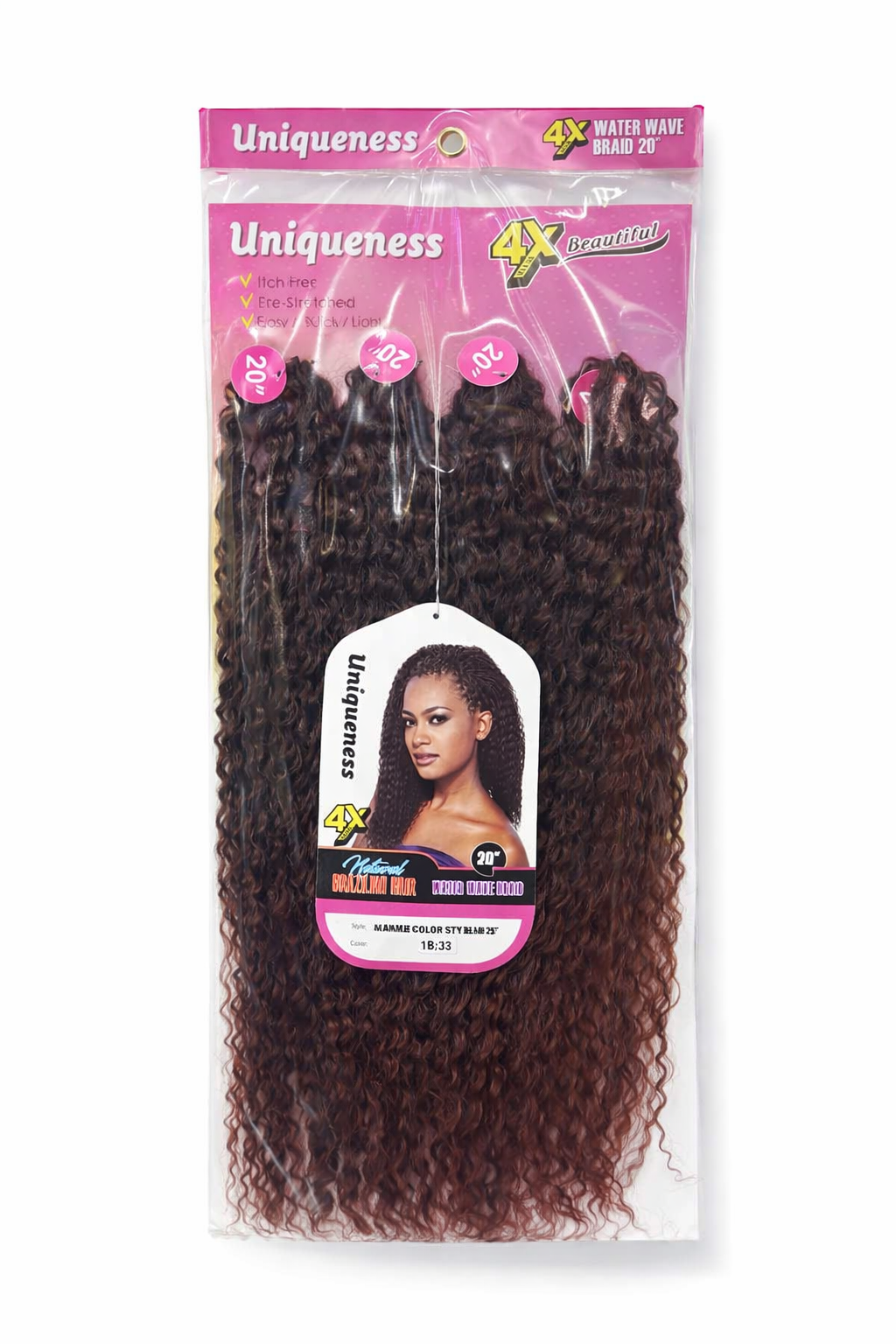4X Water Wave Hair Extension - 20" Colour IB/33