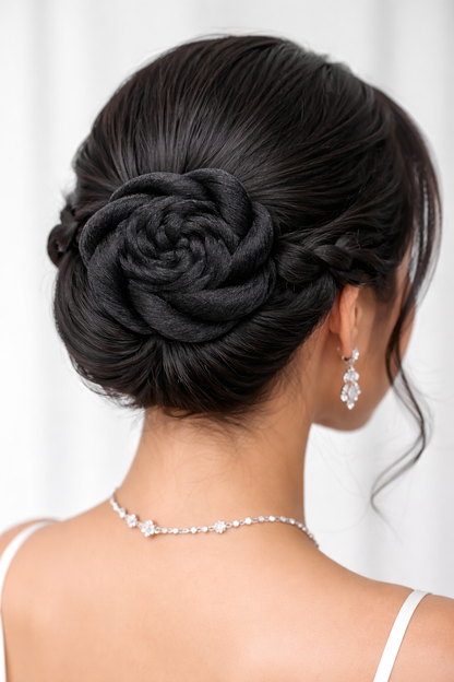 Luxury Rose Bun Hair Piece – Elegant Floral Hair Extension